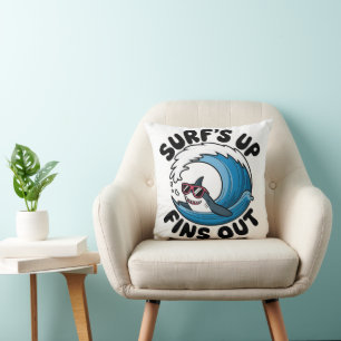 Cojín Decorativo Surf's Up, Fins Out - Diseño de Surfing Guay