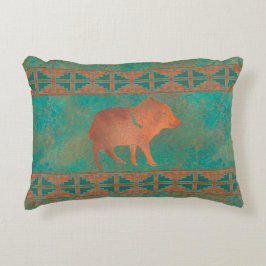 Cojín Decorativo Suroeste Cute Javelina Baby Copper Verde azulado