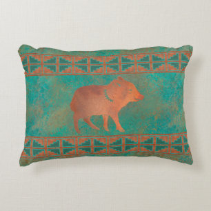 Cojín Decorativo Suroeste Javelina Bebé Cute Cobre Verde azulado