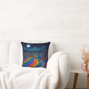 Cojín Decorativo Surreal Dreamscape Moonlight Rainbow Land