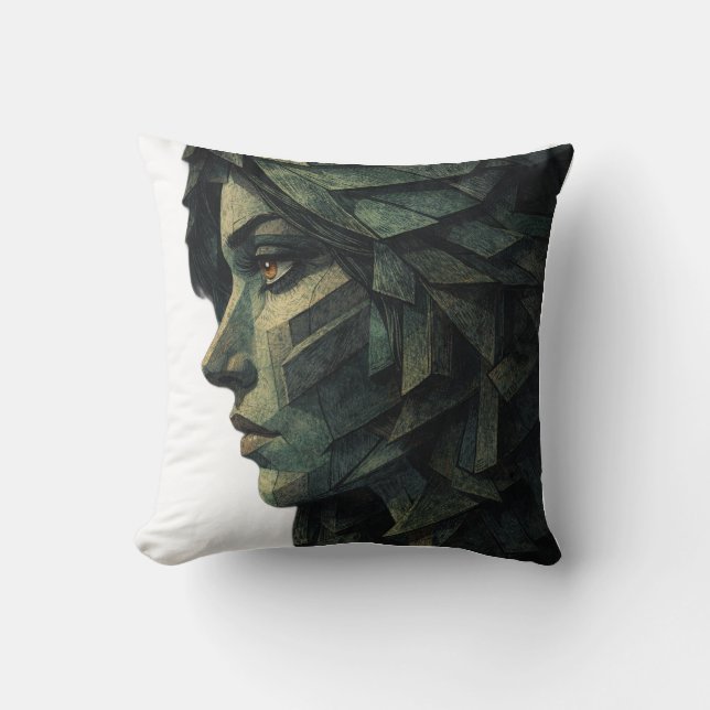 Cojín Decorativo Surreal Geometric Woman Cubist Art (Anverso)