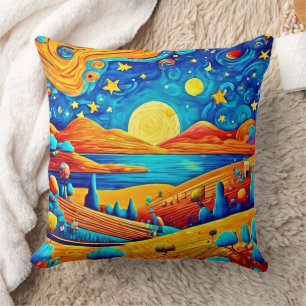 Cojín Decorativo Surrealismo nocturno estrellado arte Personalizado