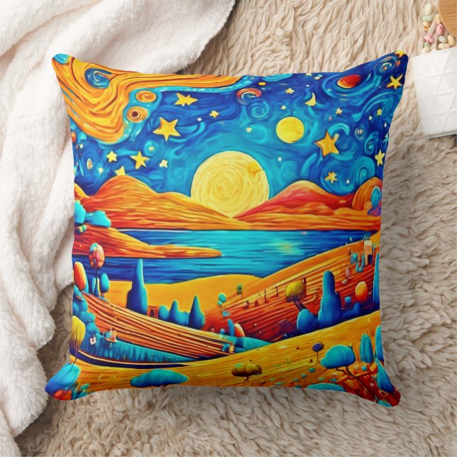 Cojín Decorativo Surrealismo nocturno estrellado arte Personalizado (Manta)