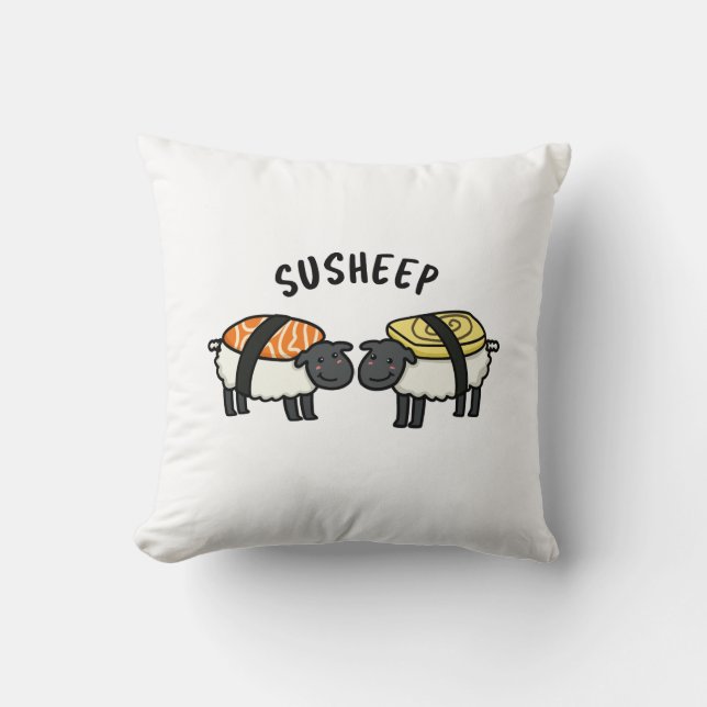 Cojín Decorativo Susheit Funny Sushi Sheep Pun (Anverso)