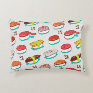 Cojín Decorativo Sushi de nigiri de época, patrón de doodle