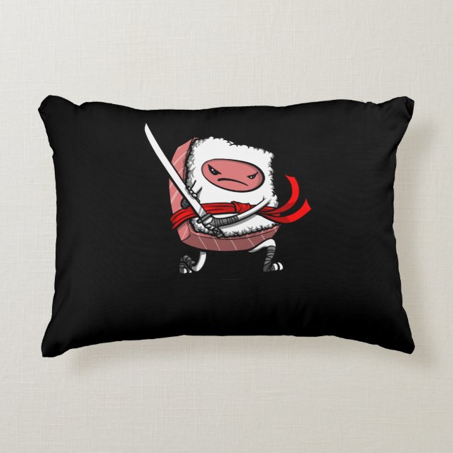 Cojín Decorativo Sushi Samurai Ninja Kawaii Comida japonesa (Anverso)