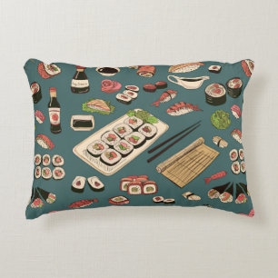 Cojín Decorativo Sushi y rodillos de color sin fisuras, excelente