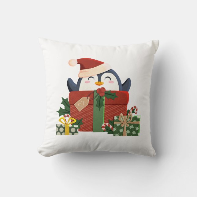 Cojín Decorativo Süßer Pinguin wünscht frohe Weihnachten (Anverso)