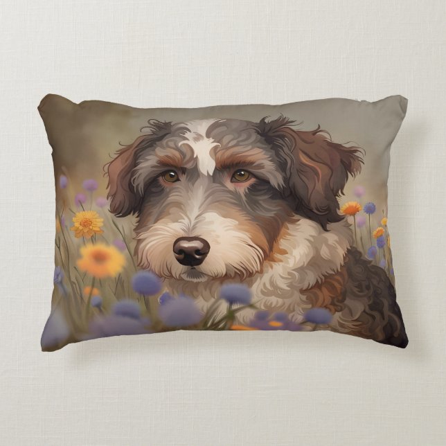 Cojín Decorativo Süßes Aussiedoodle Portrait (Anverso)