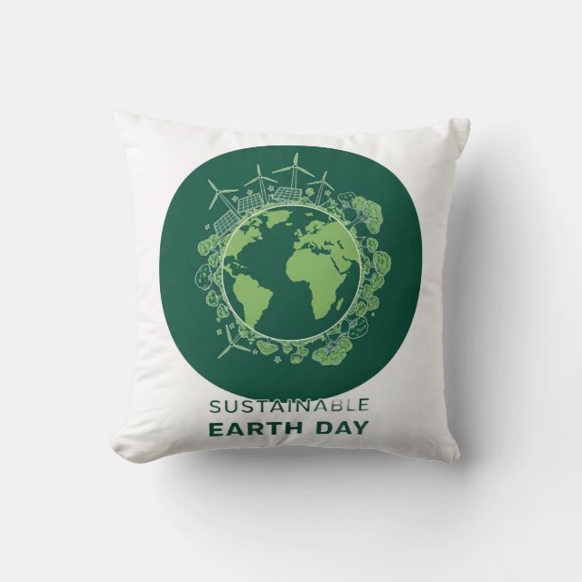 Cojín Decorativo Sustainable Earth Day (Anverso)