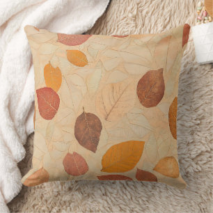Cojín Decorativo Susurro de Otoño - Hojas de Otoño en Tonos Cálidos