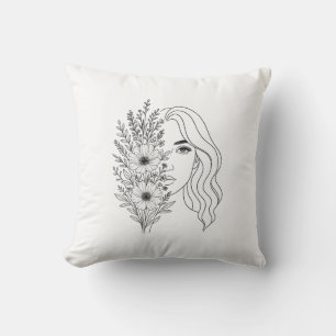 Cojín Decorativo Susurros de la naturaleza - Belleza femenina en fl