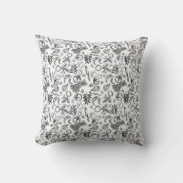 Cojín Decorativo Susurros De La Naturaleza Gris Negro Vintage Botán
