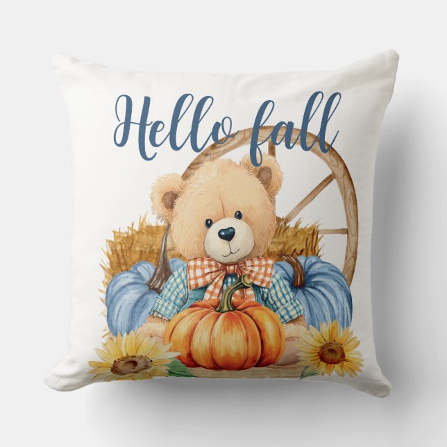 Cojín Decorativo Susurros de otoño - Teddy & Wreath Reversible (Anverso)