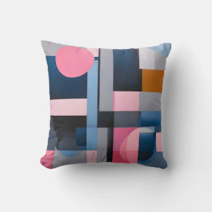 Cojín Decorativo Sutiles Blues y Rosa en abstracción geométrica