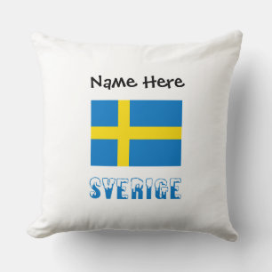 Cojín Decorativo Sverige och Svensk Flagga Personalized 