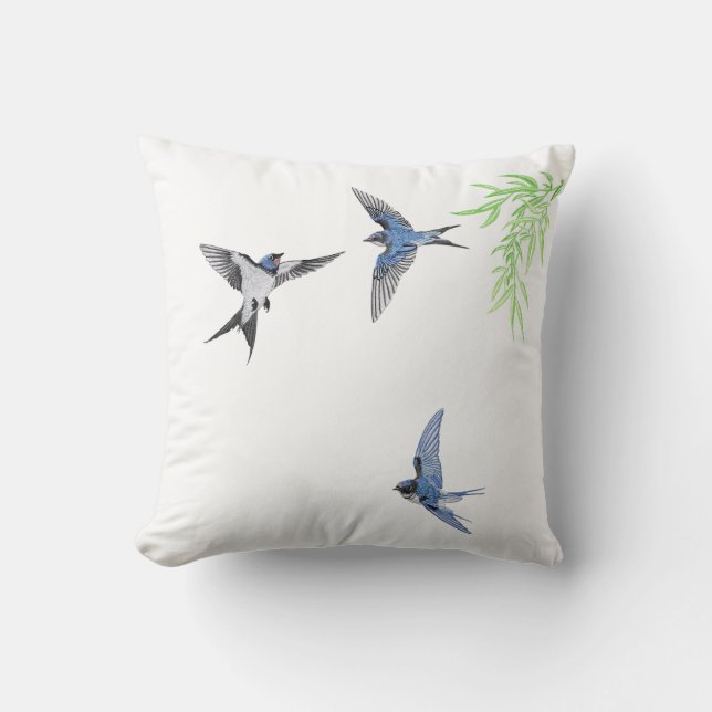 Cojín Decorativo swallow throw pillow imitating Imitation embroider (Anverso)