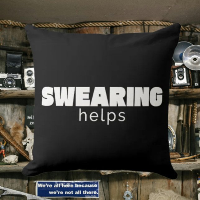 Cojín Decorativo Swearing Helps Funny Stress Relief Quote | White (Subido por el creador)