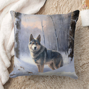 Cojín Decorativo Swedish Vallhund Deja que nieve Navidad