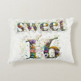 Cojín Decorativo Sweet 16 Happy Birthday Wildflowers Text