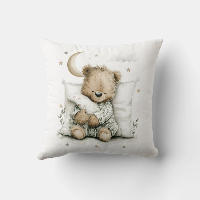 Cojín Decorativo Sweet baby bear fast asleep on fluffy clouds (Reverso)