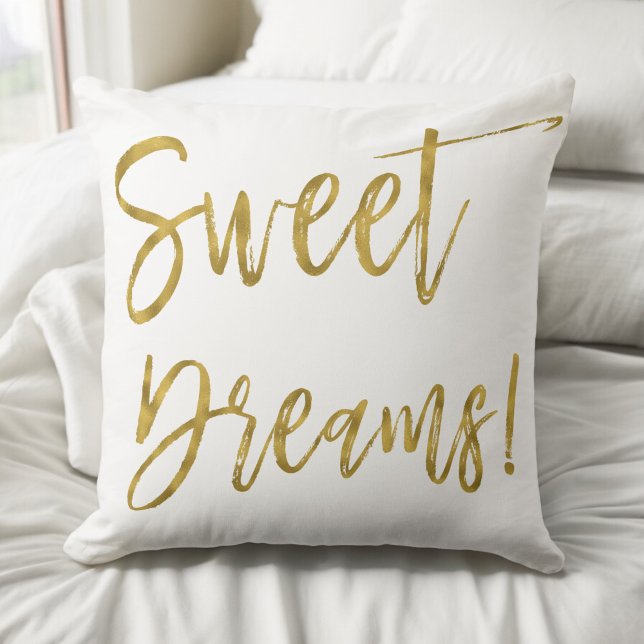 Cojín Decorativo Sweet Dreams Gold Typography Inspiration Word (Subido por el creador)
