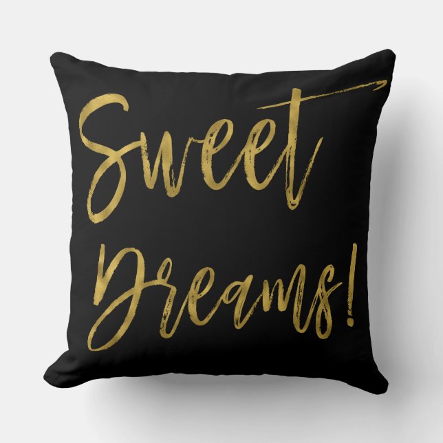 Cojín Decorativo Sweet Dreams Gold Typography Inspiration Word (Anverso)