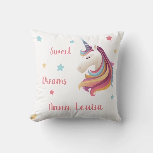 Cojín Decorativo Sweet dreams unicorn personalize (your name) (Anverso)