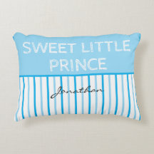 Sweet Little Prince Blue White Stripes Name