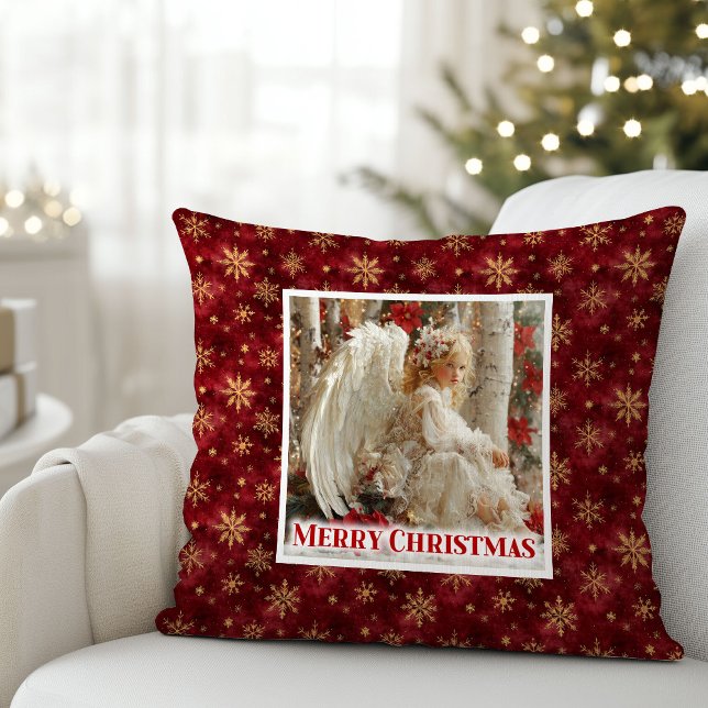 Cojín Decorativo Sweet Poinsettia Angel Christmas Pillow Gift (Sweet Poinsettia Angel Christmas Pillow Gift)