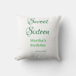 Cojín Decorativo Sweet Sixteen green name date calligraphy boho ret