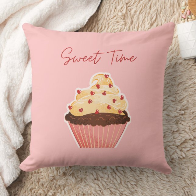 Cojín Decorativo Sweet Time Valentine Cupcake Pink Throw Pillow (Manta)