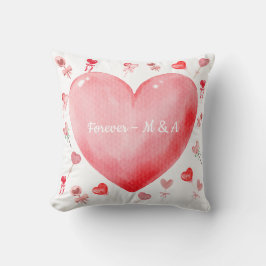 Cojín Decorativo Sweet Watercolor Heart Valentine Throw Pillow