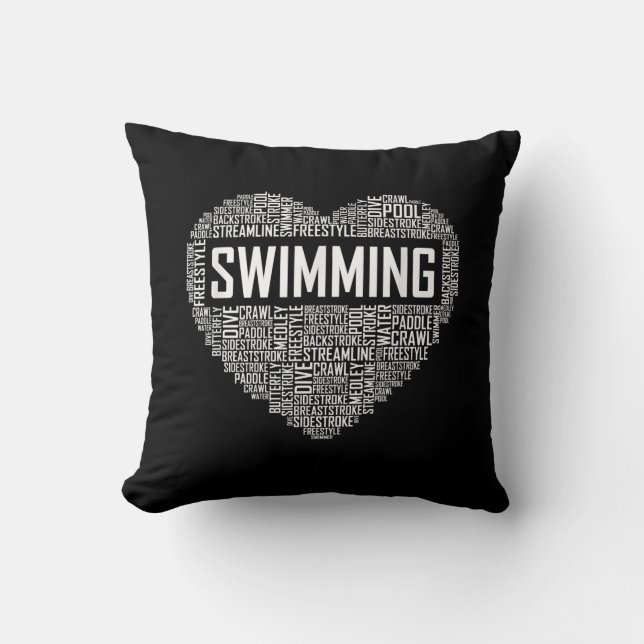 Cojín Decorativo Swimming Heart Coach Swimmer Gift Swift Lover Rega (Anverso)