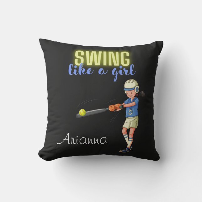 Cojín Decorativo Swing Como Un Softbol Chica (Anverso)