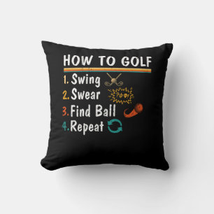 Cojín Decorativo Swing Sweet Find Ball Repetir Golf Diciendo Golfin
