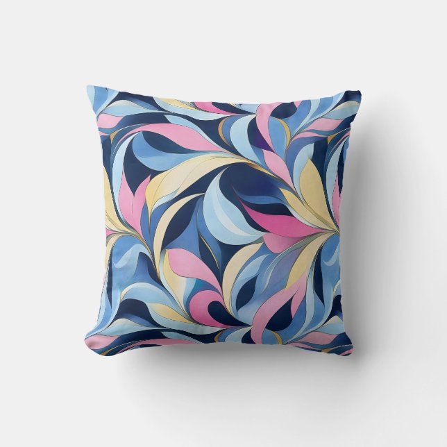 Cojín Decorativo Swirl Pastel Rosa, Azul Y Amarillo De Leafy (Anverso)