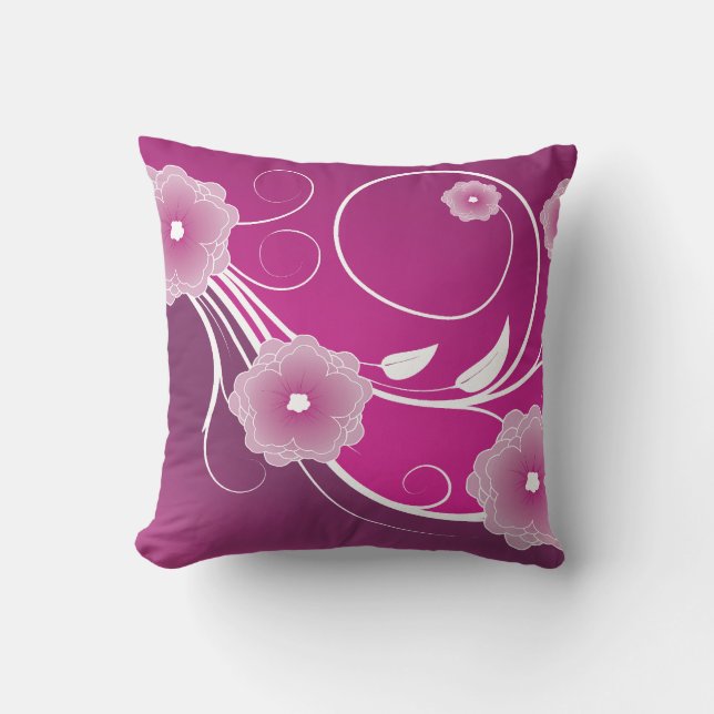Cojín Decorativo Swirl Pink Magenta Floral (Anverso)