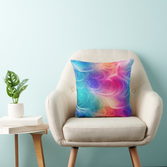 Cojín Decorativo Swirling Rainbow Abstract Throw Pillow (Silla)