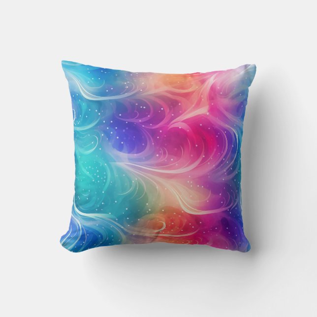 Cojín Decorativo Swirling Rainbow Abstract Throw Pillow (Anverso)
