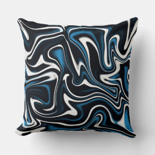 Cojín Decorativo Swirls azul, negro y blanco