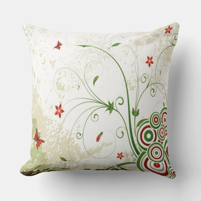 Cojín Decorativo Swirls, mariposas y esferas (Anverso)