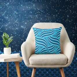 Cojín Decorativo Swirls Turquesa Verde azulada y Azul