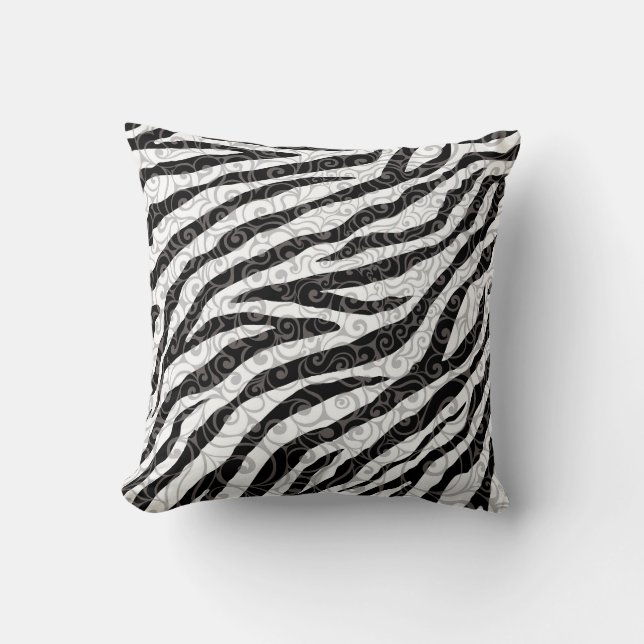 Cojín Decorativo Swirly Zebra Design (Anverso)