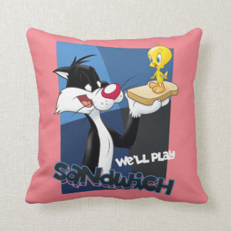 Cojín Decorativo SYLVESTER™ & TWEETY™ "Nosotros jugaremos sándwich"