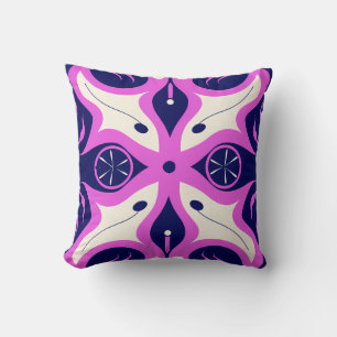 Cojín Decorativo Symmetrical Abstract Pattern in Purple and White