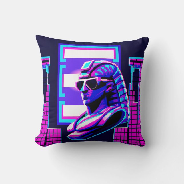 Cojín Decorativo Synthwave Pharaoh (Anverso)