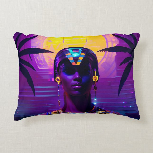 Cojín Decorativo Synthwave Pharaoh (Anverso)