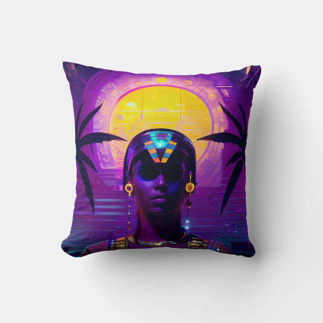 Cojín Decorativo Synthwave Pharaoh (Anverso)