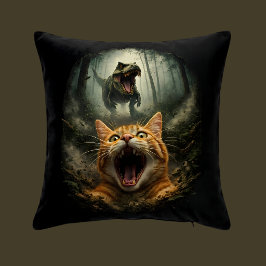 Cojín Decorativo T-Rex Divertido & Gato Gritando Meme